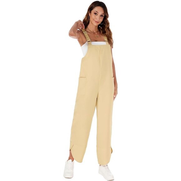 JUMPSUITS Romper Suits Wide Leg Pants-Apricot - Picture 6 of 6